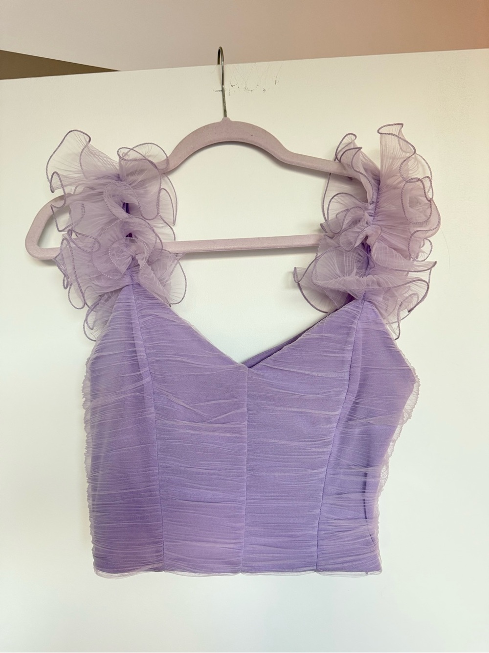 Zara Purple Ruffle Crop Top